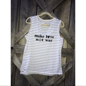Striped “Make Love Not War” Tank Top